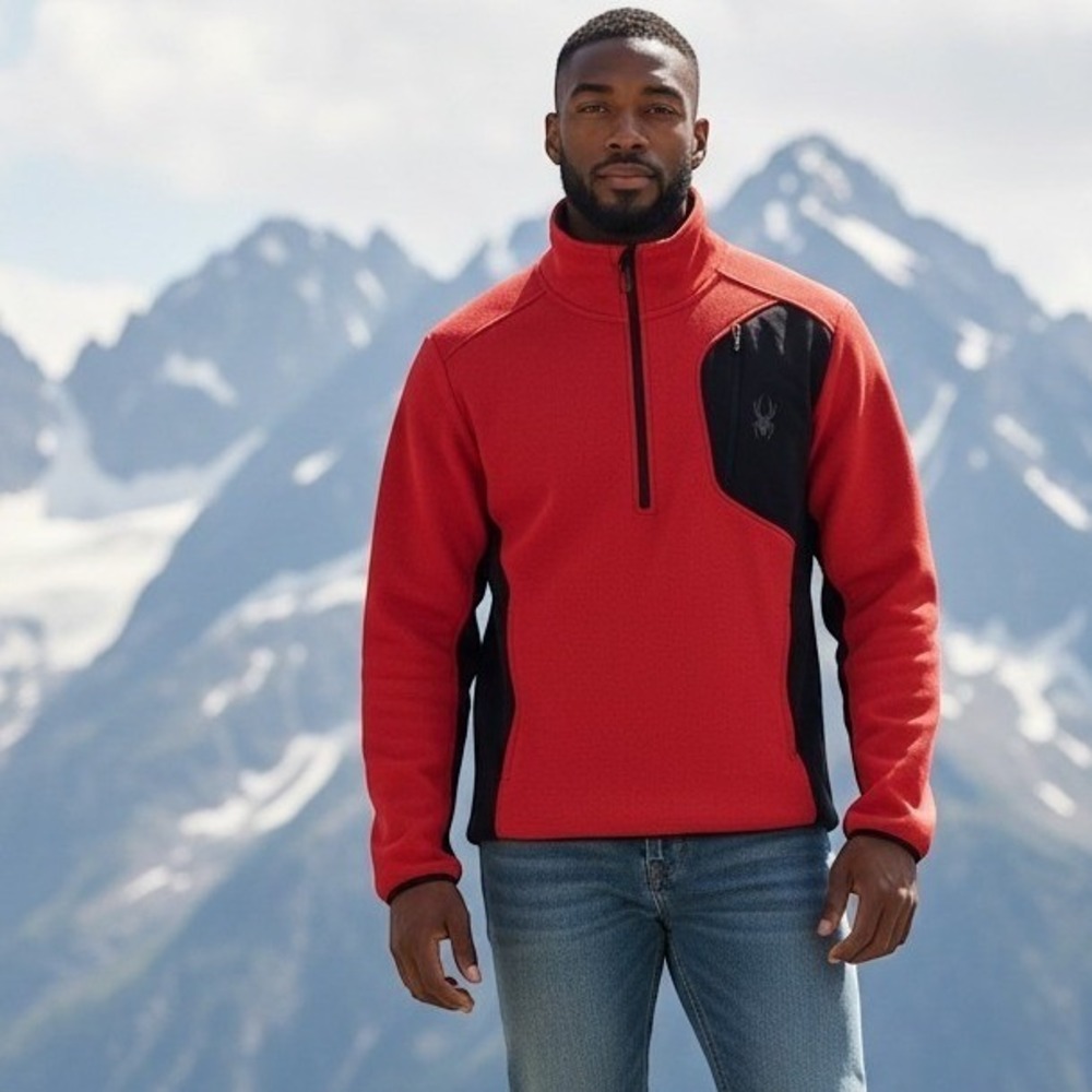 Spyder Red & Black Performance Quarter Zip Pullover Size Large